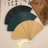 Éventail pliant chinois en bambou, couleur unie, éventails artisanaux élégants, accessoires de spectacle, décoration de maison pour fête de mariage