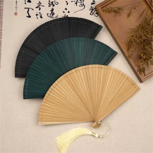Éventail pliant chinois en bambou, couleur unie, éventails artisanaux élégants, accessoires de spectacle, décoration de maison pour fête de mariage